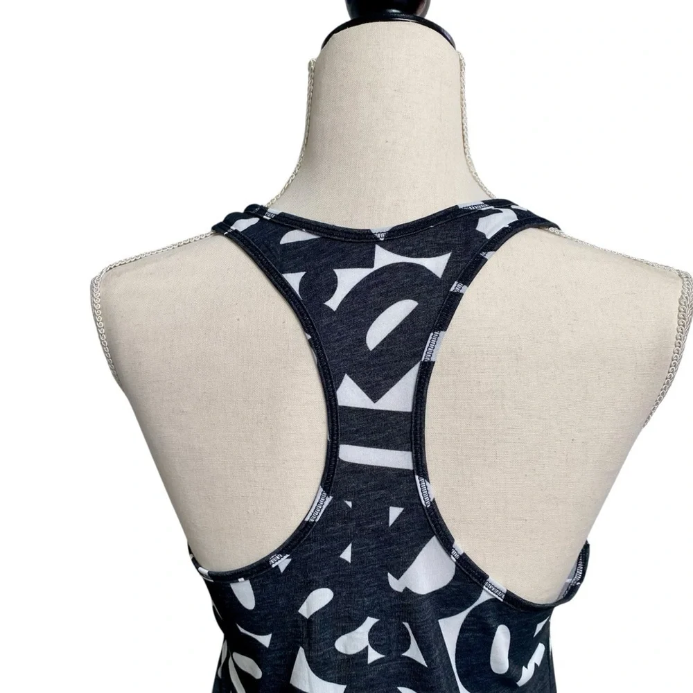 Nike Dri-FIT Racerback Tank Top Small Black White Graphic Workout Running Gym